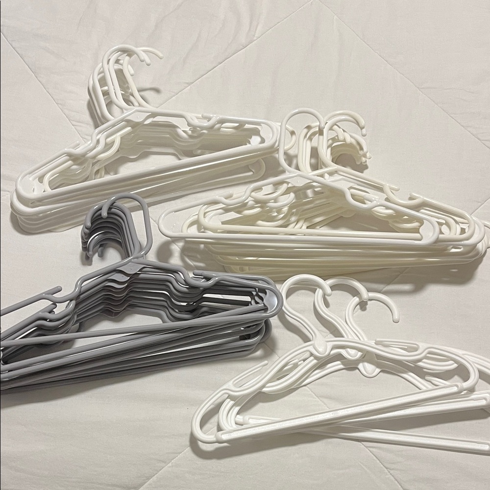 Set of 40 White and Gray Kids Plastic Hangers
